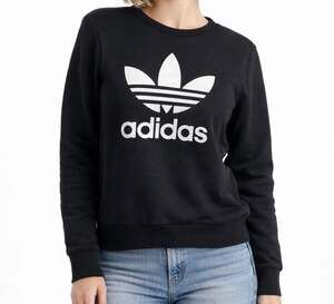 Adidas Originals Women's Trefoil Crewneck Sweatshirt Black XS Classic Athleisure